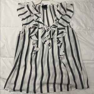 Worthington blouse top women small black white work